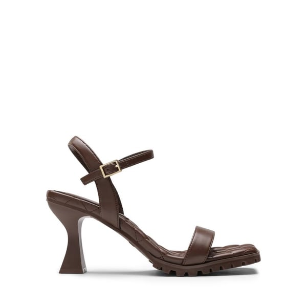 [Wonder Cloud] Athena Square Toe High Stiletto Heel Sandals - BROWN - 2